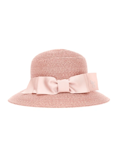 Monnalisa Girls Pink Straw Hat In Dusty Pink Rose