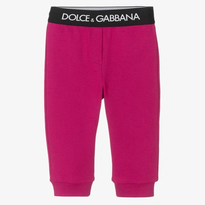 Dolce & Gabbana Babies' Girls Pink Cotton Logo Joggers