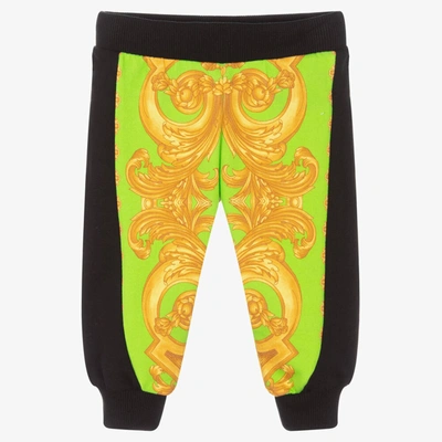 Versace Babies' Boys Black & Green Barocco Joggers