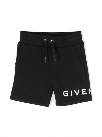 Givenchy Babies' Boys Black Cotton Logo Shorts In Nero