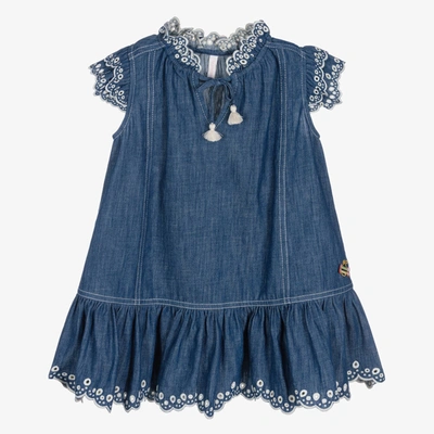 Zimmermann Babies' Girls Blue Embroidered Denim Dress