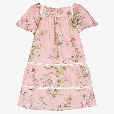 Olga Valentine Kids' Girls Pink Floral Cotton Dress