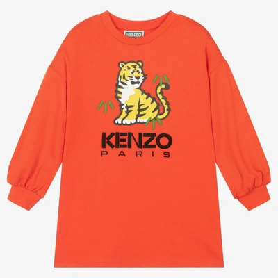 Kenzo Kids' Girls Orange Kotora Sweatshirt Dress