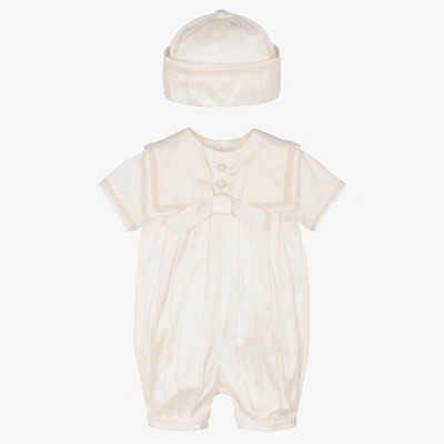 Sarah Louise Baby Boys Ivory Silk Shortie Set