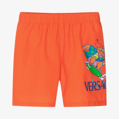 Versace Babies' Boys Orange Crocodile Swim Shorts