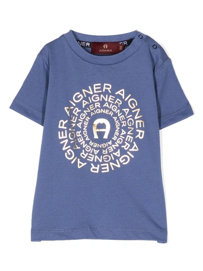Aigner Babies' Logo-print Cotton T-shirt In Blue