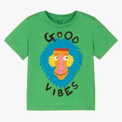 Stella Mccartney Babies'  Kids Boys Green Cotton Good Vibes T-shirt
