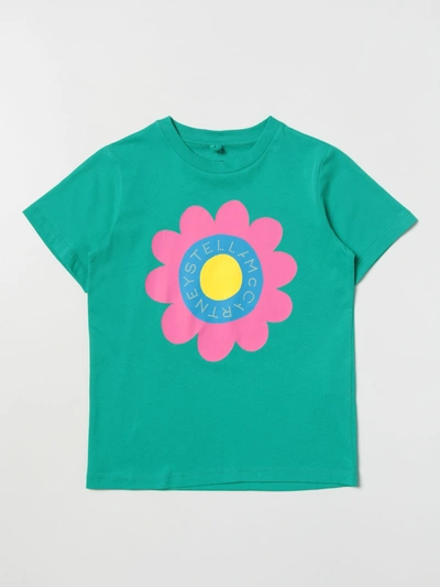 Stella Mccartney Babies'  Kids Girls Green Cotton Flower Logo T-shirt