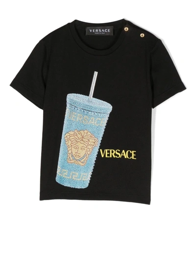 Versace Babies' Boys Black Cotton Medusa Cup T-shirt