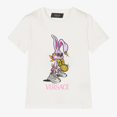 Versace Babies' White & Pink Bunny T-shirt