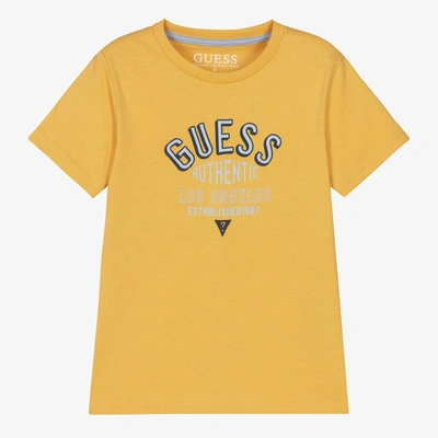 Guess Babies' Boys Yellow Cotton T-shirt