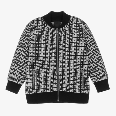 Givenchy Babies' Boys Black 4g Jacquard Knit Zip Up Top