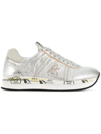 White Premiata Conny Sneakers In Metallic