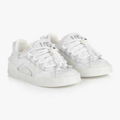 Dolce & Gabbana Kids' Boys White Leather Sneakers