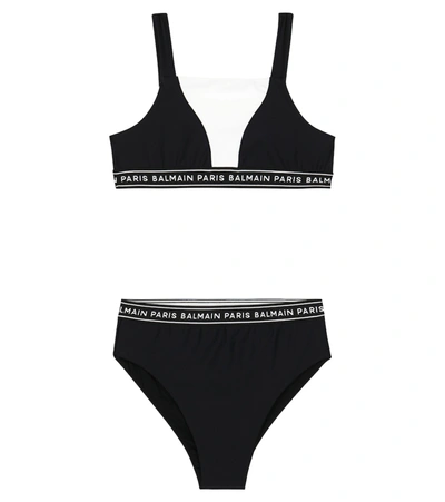 Balmain Kids' Girls Black Logo Bikini