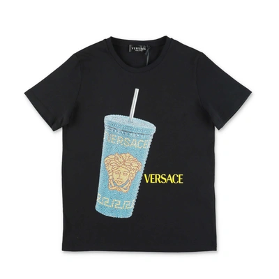 Versace Teen Boys Black Cotton Medusa T-shirt