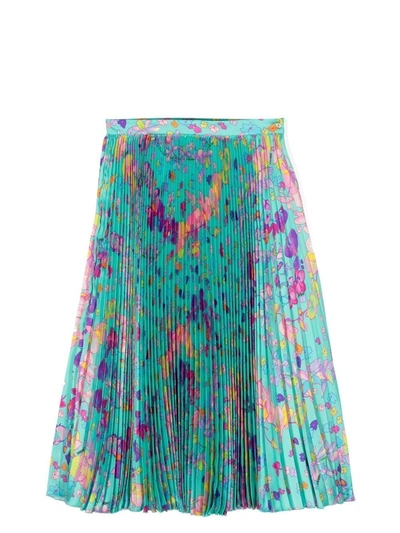 Versace Kids' Girls Blue Orchid Barocco Skirt In Green