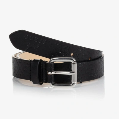 Guess Kids' Girls Black Faux Leather Logo Belt