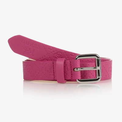 Guess Kids' Girls Pink Faux Leather Logo Belt