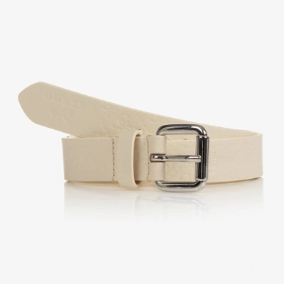 Guess Kids' Girls Ivory Faux Leather Logo Belt