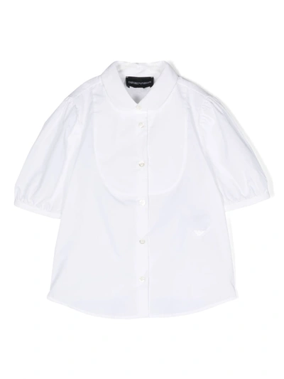 Emporio Armani Teen Girls White Cotton Bib Front Blouse