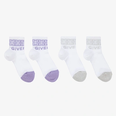 Givenchy Kids' Girls White 4g Logo Socks (2 Pack)