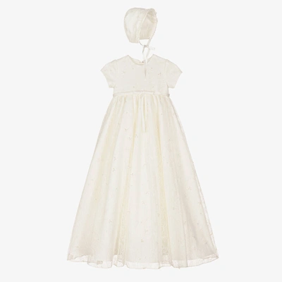 Sarah Louise Babies' Girls Ivory Sequinned Lace Ceremony Gown