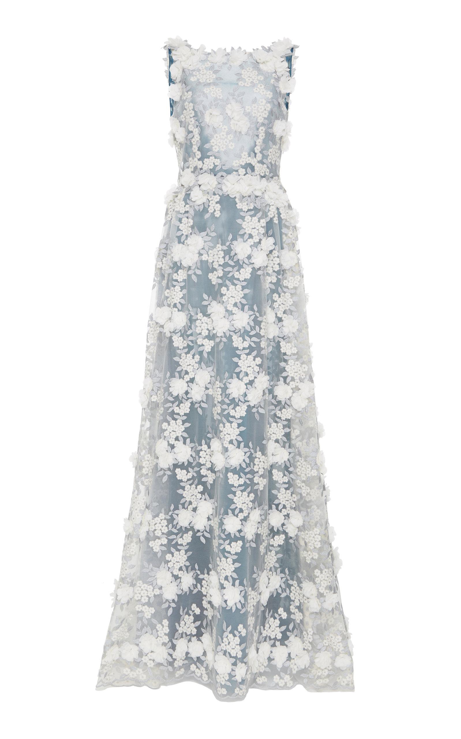 Luisa Beccaria Floral Embroidered Gown | ModeSens
