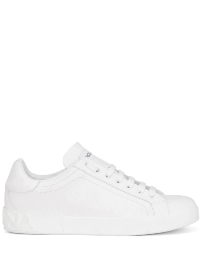 Dolce & Gabbana Calfskin Portofino Sneakers In White