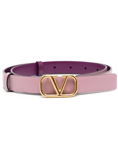 Valentino Garavani Vlogo Two-tone Calf Leather Belt In Purple