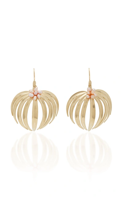 Annette Ferdinandsen Palm 14k Gold Pearl Earrings