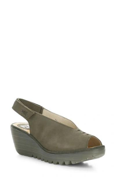 Fly London Yeay Peep Toe Sandal In Khaki Cupido