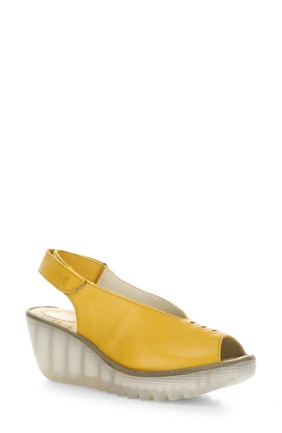 Fly London Yeay Peep Toe Sandal In Yellow