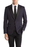 Hugo Boss Huge Tux Virgin Wool Sport Coat In Dark Blue