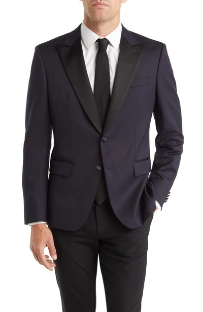 Hugo Boss Huge Tux Virgin Wool Sport Coat In Dark Blue