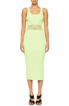 Simkhai Loren Crochet Ring Waist Sweater Dress In Lime
