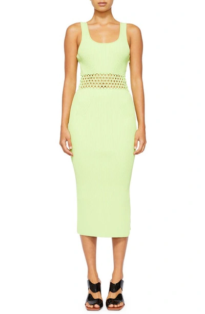 Simkhai Loren Crochet Ring Waist Sweater Dress In Lime