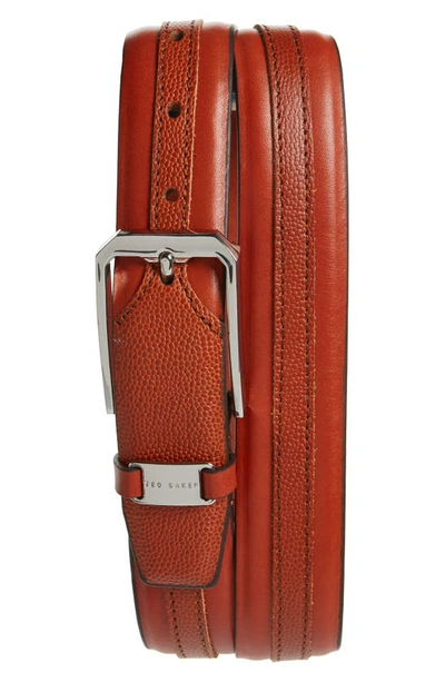 Ted Baker Siymon Mix Texture Leather Belt In Tan