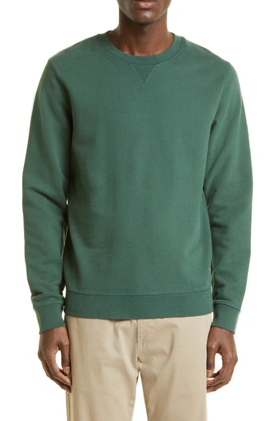 Sunspel French Terry Crewneck Sweatshirt In Dark Green