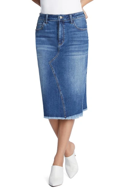 Wash Lab Denim Reveal Denim Midi Skirt In Beach Blue