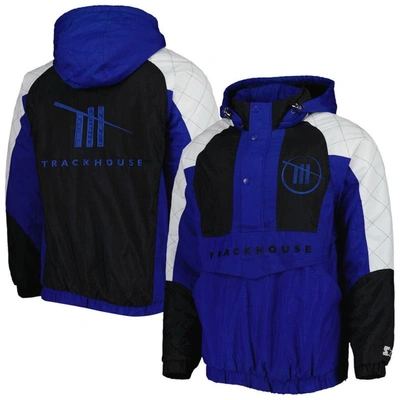 Starter Men's  Blue, Black Trackhouse Racing The Body Check Half-snap Pullover Jacket In Blue,black