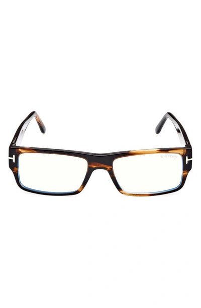 Tom Ford 54mm Blue Light Blocking Glasses In Dark Brown/ Other