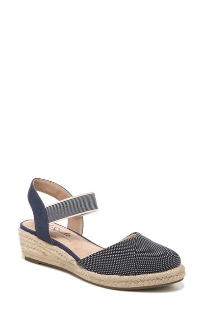 Lifestride Kimmie Ankle Strap Espadrille Sandal In Dotted Navy Fabric