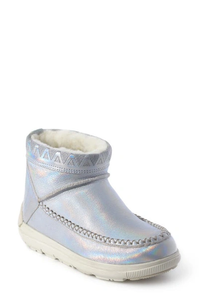 Manitobah Reflections Genuine Shearling Water Resistant Bootie In Reflective Frost