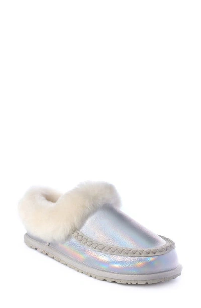 Manitobah Genuine Shearling Cabin Clog In Reflective Frost