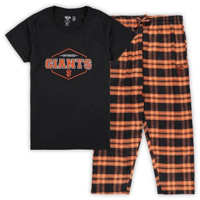 Concepts Sport Women's  Black, Orange San Francisco Giants Plus Size Badge Sleep Set In Black,orange