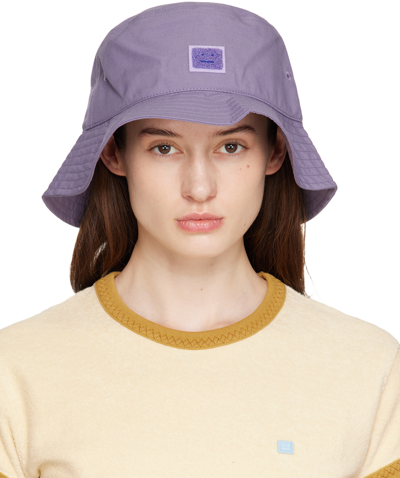 Acne Studios Face Bucket Hat In Black,lilac Purple