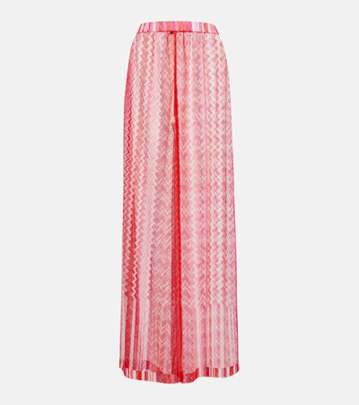 Missoni 锯齿图案阔腿裤 In Chevron Pink Hue