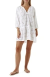 Melissa Odabash Ashley Eyelet Detail Cotton Cover-up Tunic In White Fan