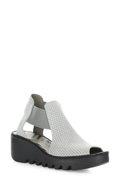 Fly London Biga Platform Wedge Sandal In 002 Concrete Suede